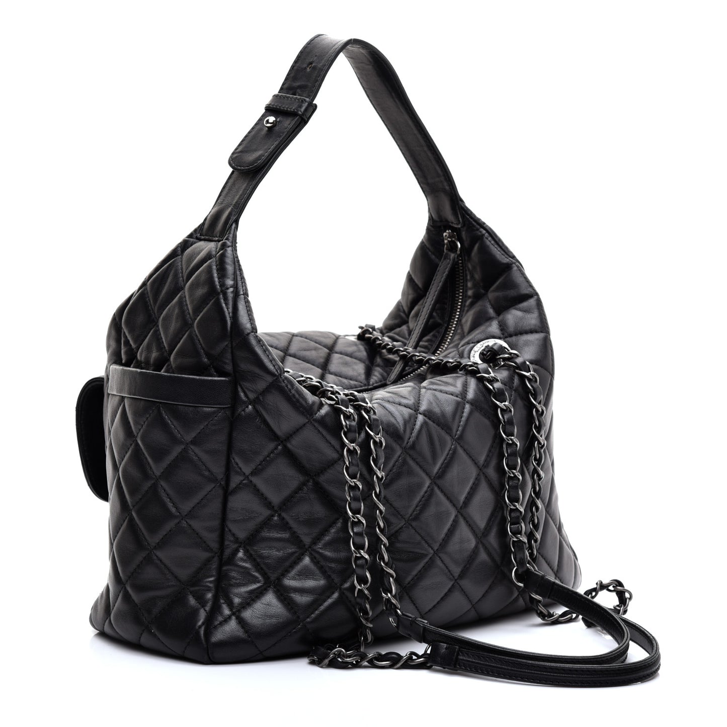 Lambskin Quilted Hobo Black