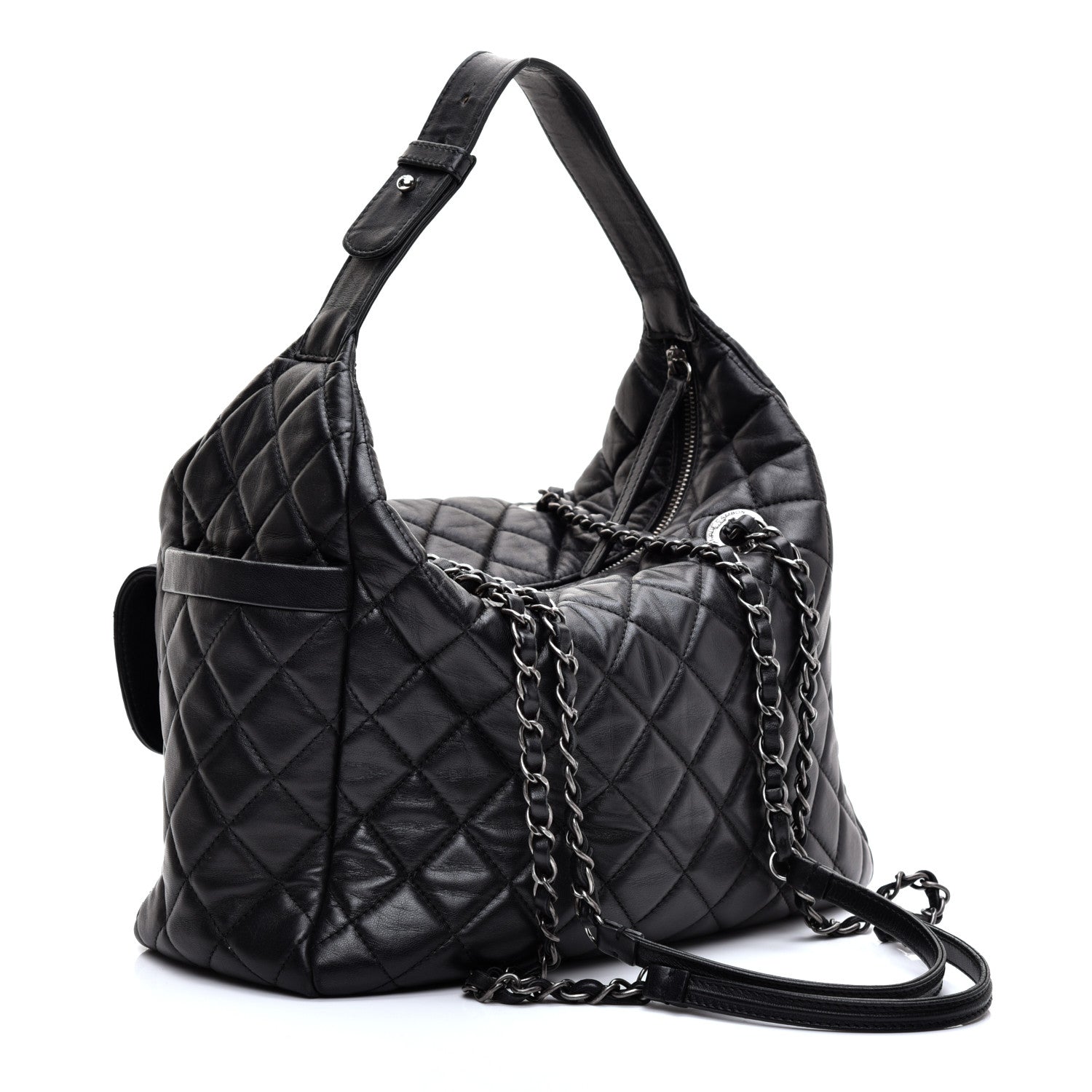 Chanel Lambskin Quilted Hobo Black 3 of 12