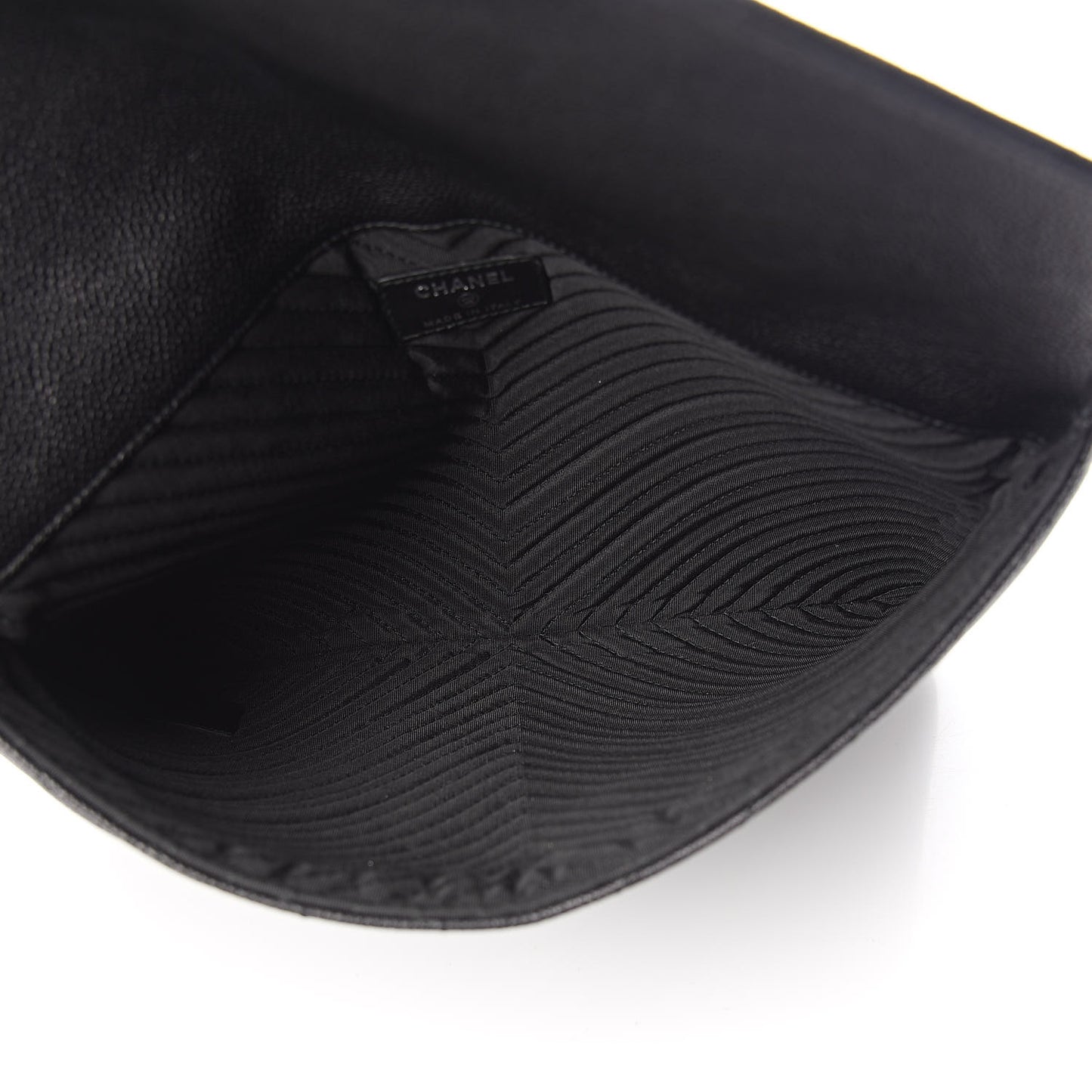 Calfskin Chevron Quilted Small Envelope Clutch Black