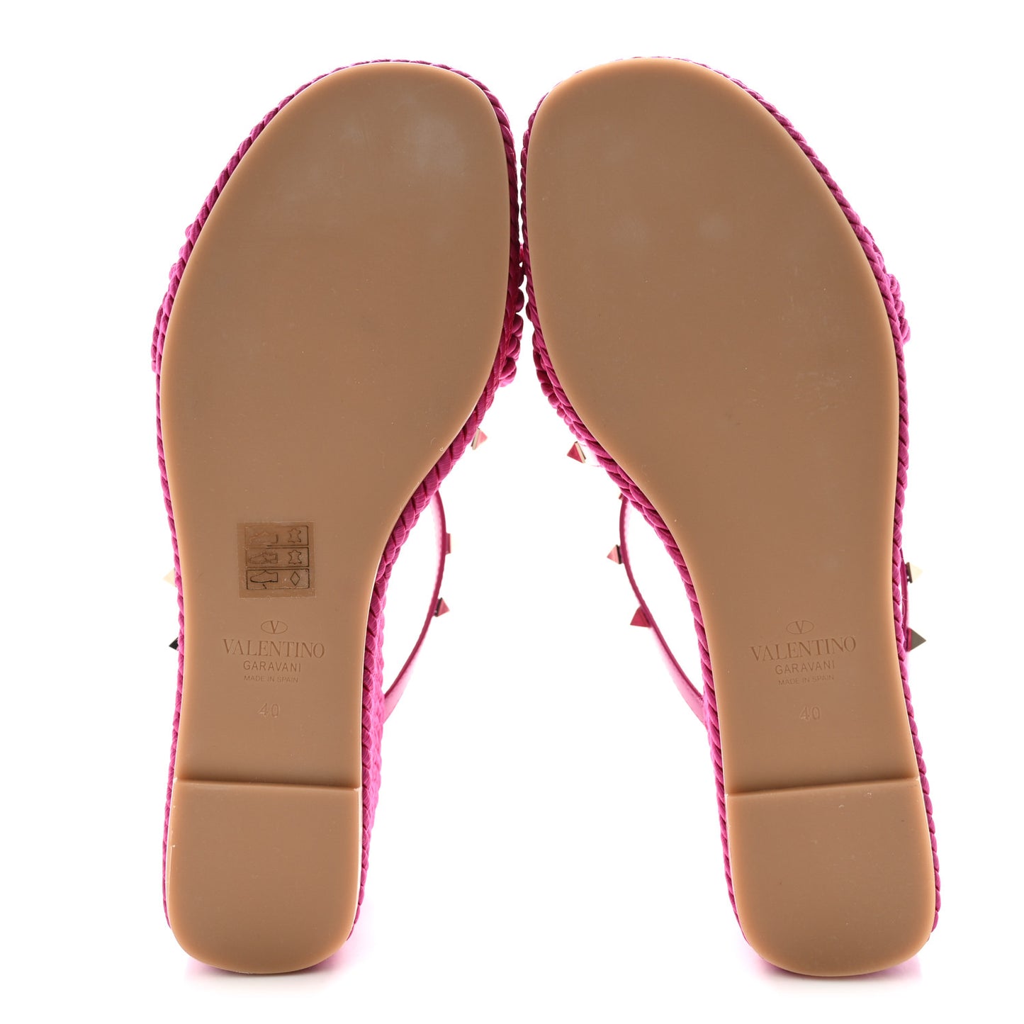 Calfskin Silk Rockstud Torchon Espadrille Wedge 35/105mm Slide Sandals 40 Rose Violet