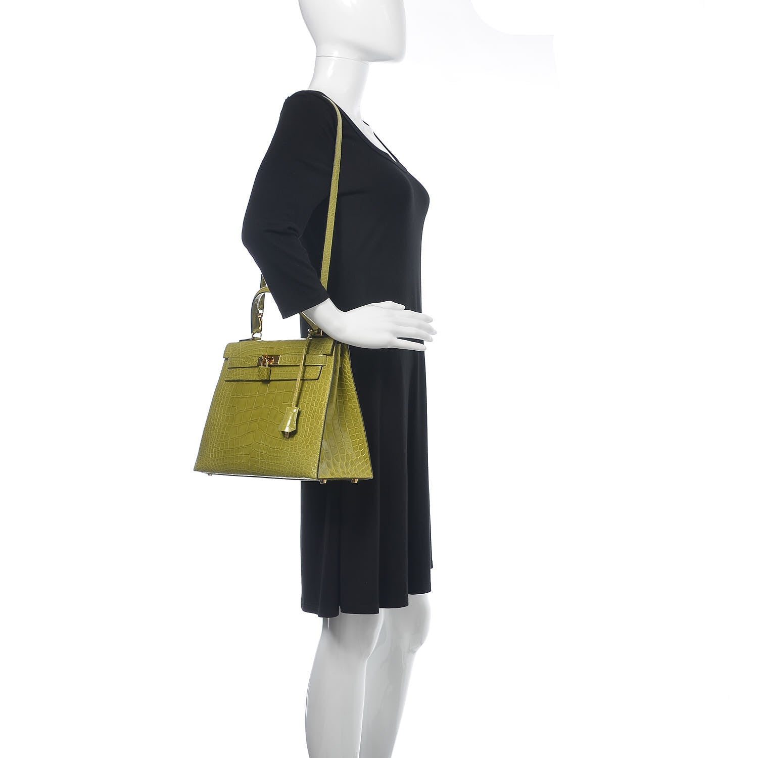 Hermes Shiny Alligator Kelly Sellier 32 Vert Chartreuse 2 of 40