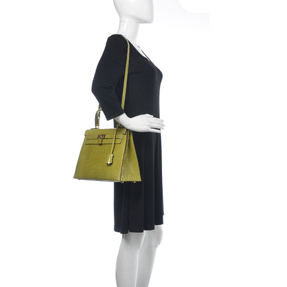 Hermes Shiny Alligator Kelly Sellier 32 Vert Chartreuse 2 of 40