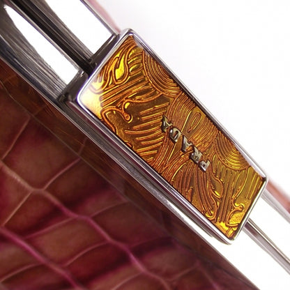 Prada Crocodile Embossed Frame Pink Orange 7 of 12