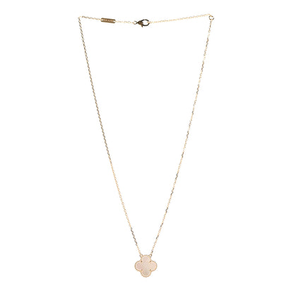 Van Cleef & Arpels 18K Yellow Gold Mother of Pearl Vintage Alhambra Pendant Necklace 3 of 7