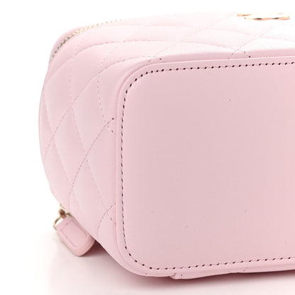 Chanel Lambskin Quilted Small Top Handle Vanity Case With Chain Light Pink 9 of 12