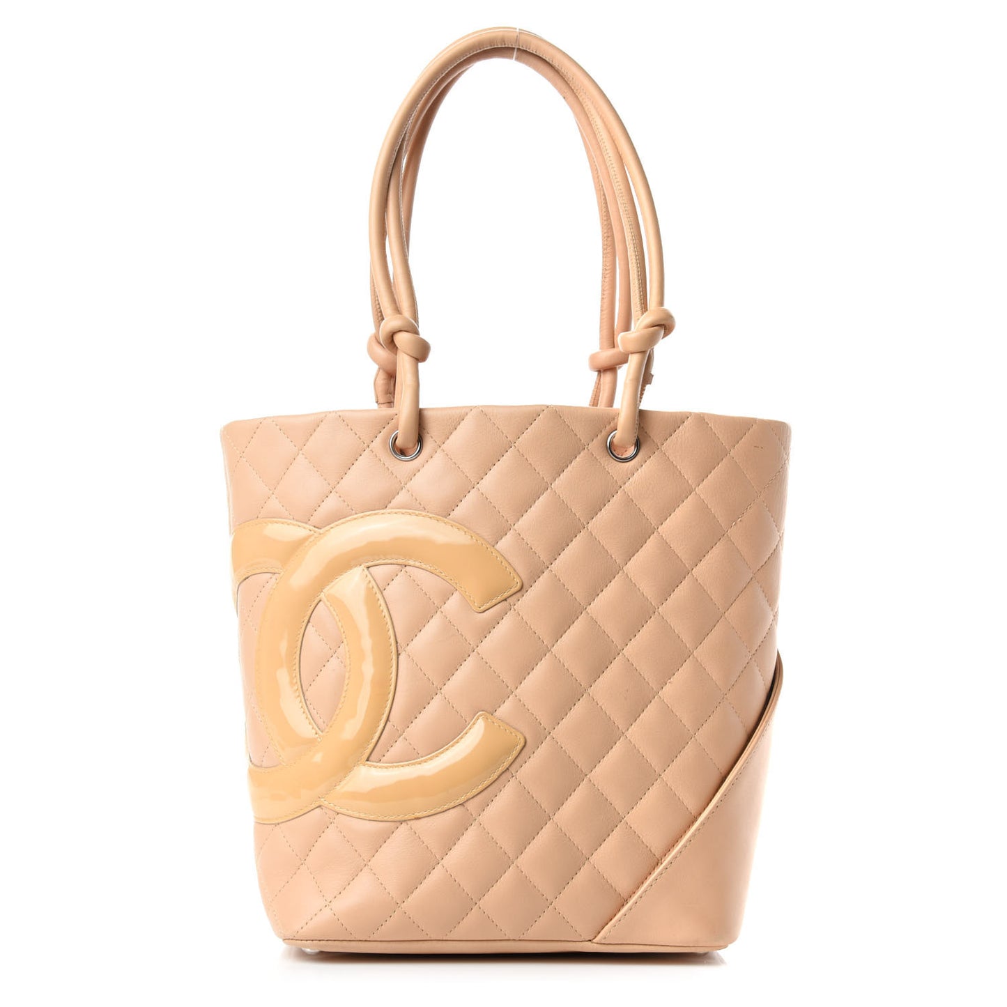 Calfskin Quilted Medium Cambon Tote Beige