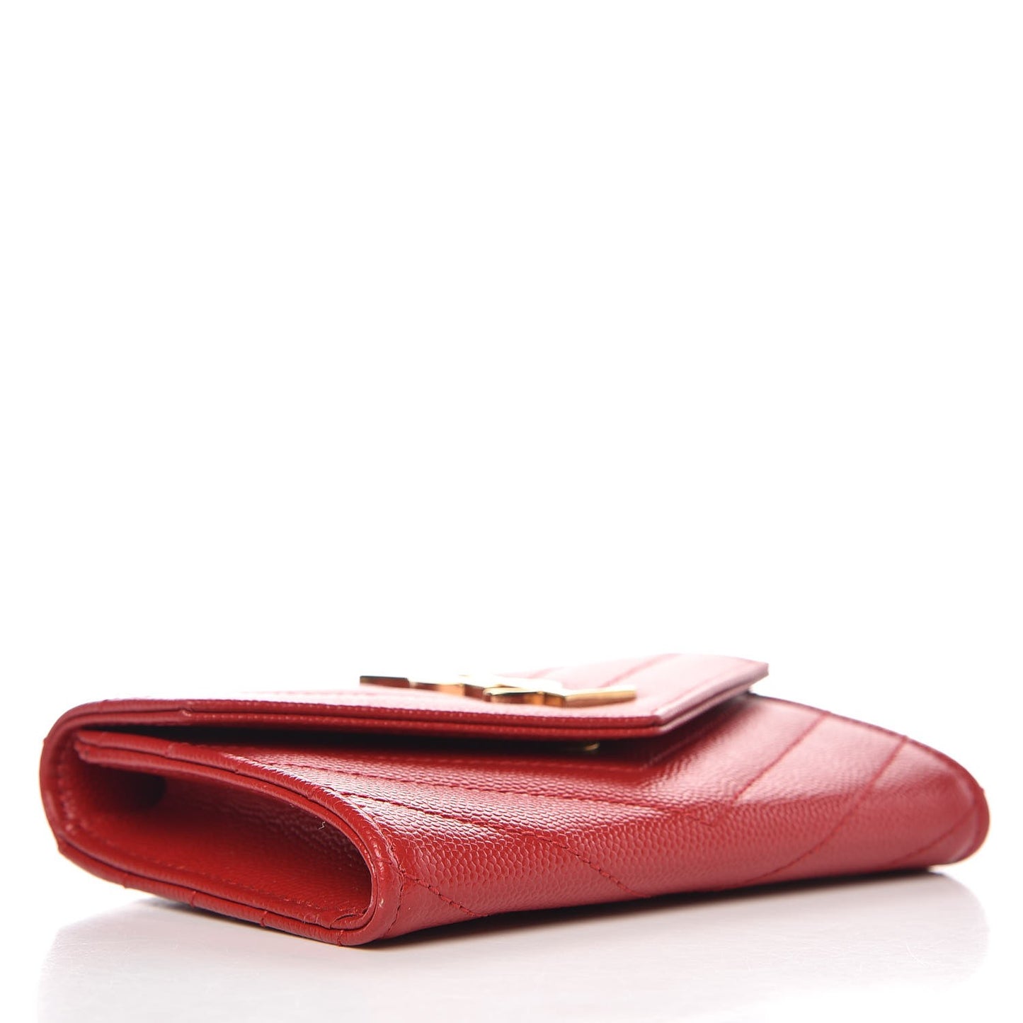 Grain De Poudre Matelasse Chevron Small Monogram Envelope Wallet New Red