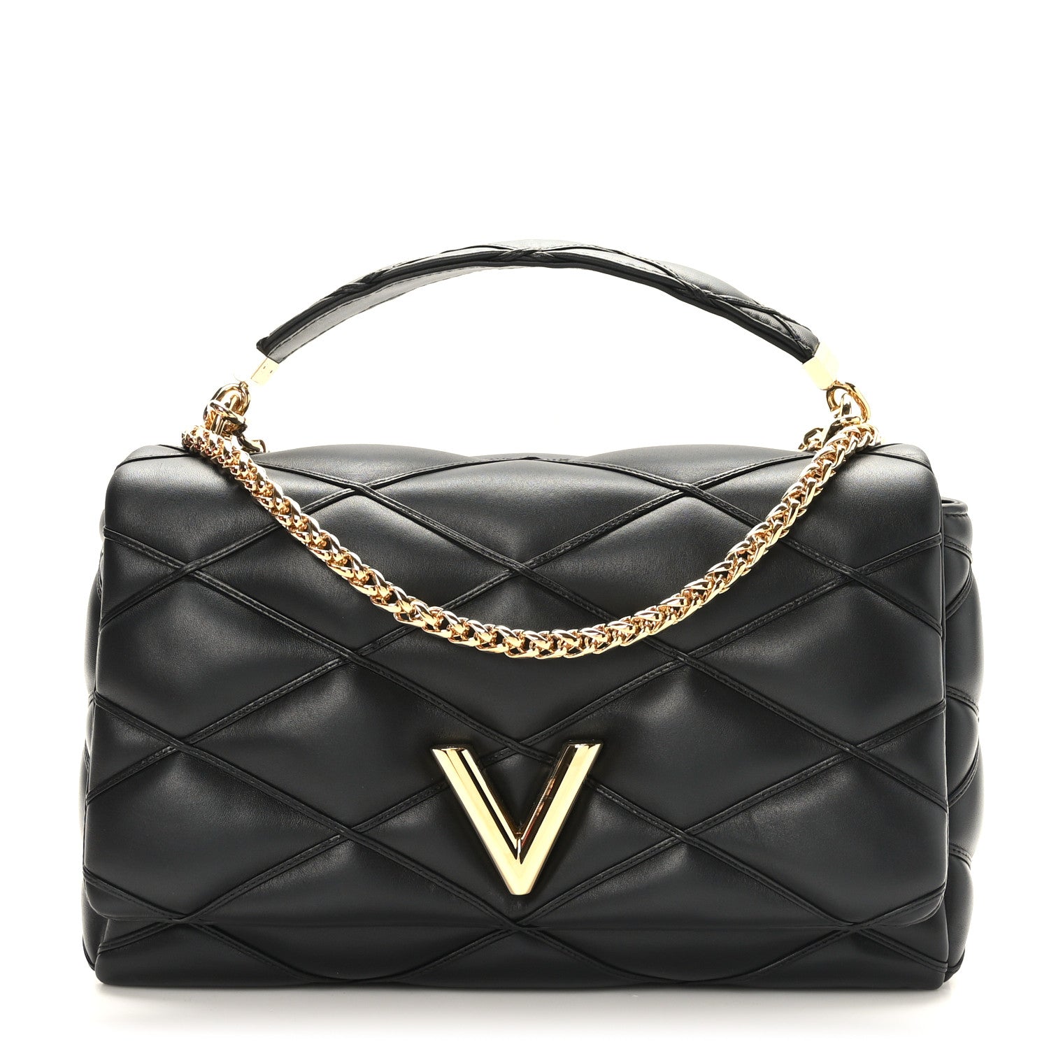 Louis Vuitton Lambskin Malletage Top Handle GO-14 GM Black 3 of 9