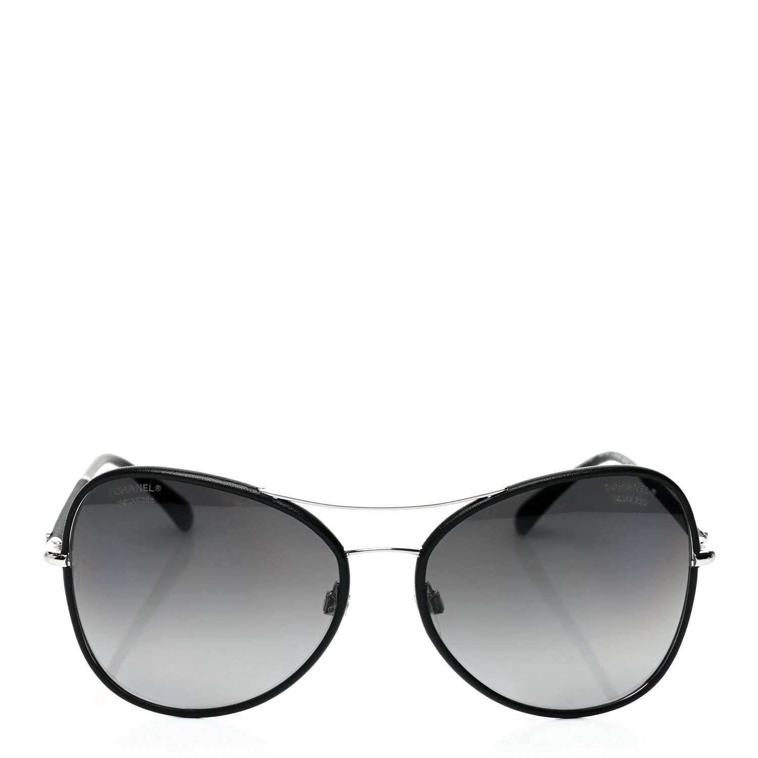 Chanel Metal Lambskin Polarized Pilot Fall Sunglasses 4227-Q Black 2 of 7