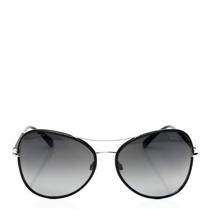 Chanel Metal Lambskin Polarized Pilot Fall Sunglasses 4227-Q Black 2 of 7