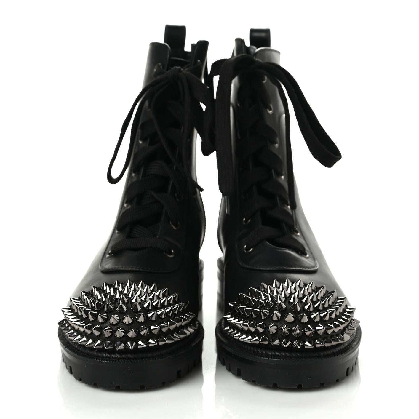 Christian Louboutin Calfskin Spikes TS Croc Flat Boots 36.5 Black 3 of 6