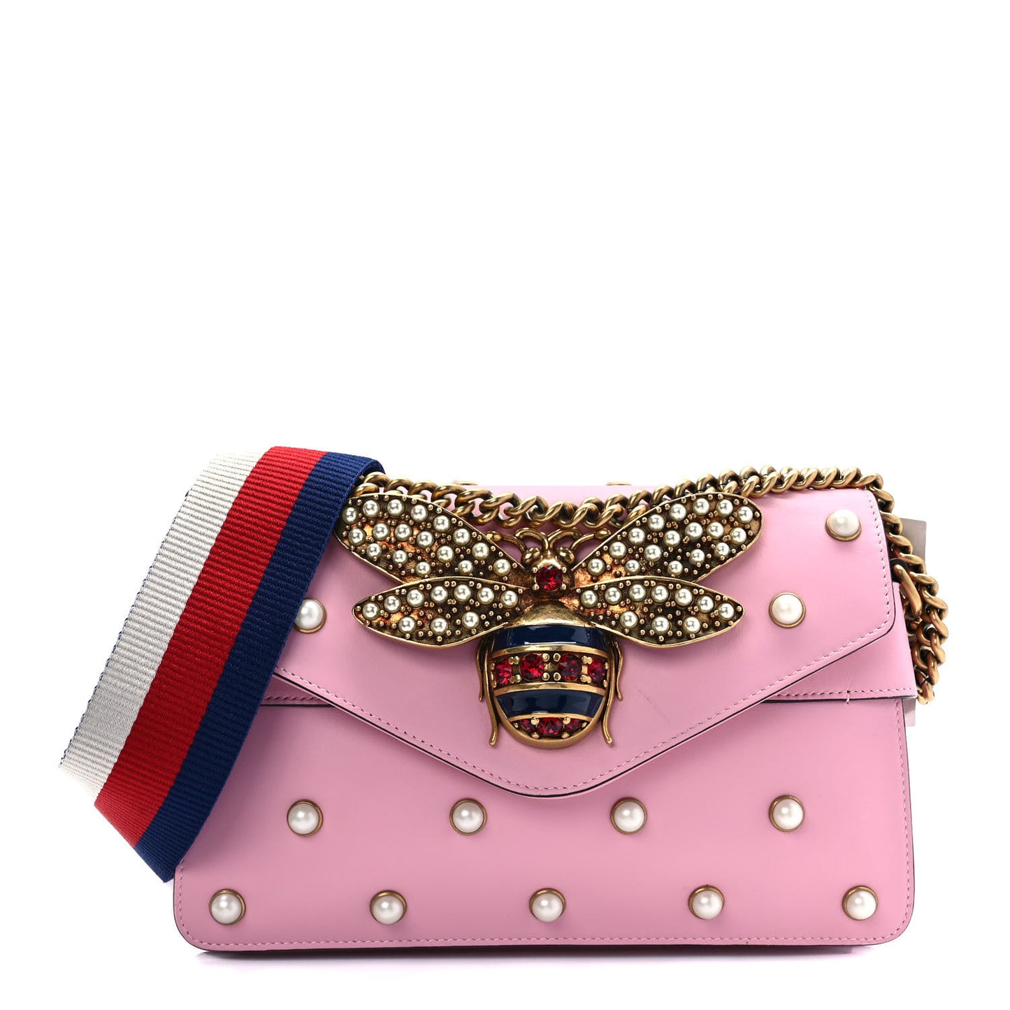 Nappa Pearl Studded Mini Queen Margaret Broadway Shoulder Bag Sugar Pink
