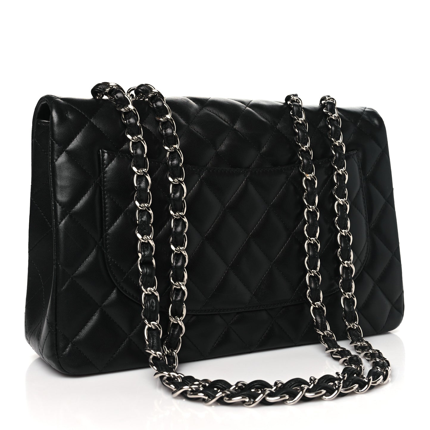 Lambskin Quilted Jumbo Single Flap Black