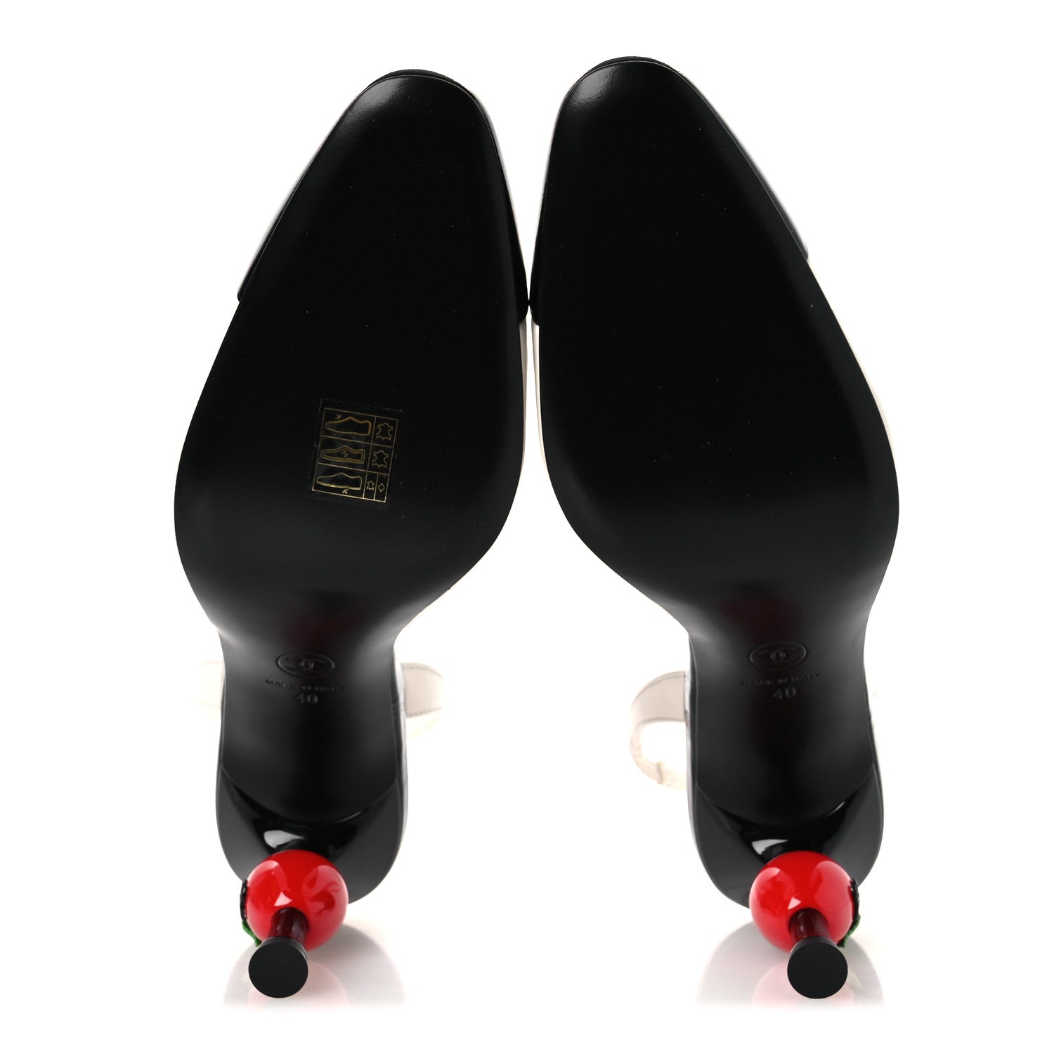 Chanel Lambskin Patent Calfskin Cap Toe CC Apple Slingback Pumps 40 White Black 7 of 11