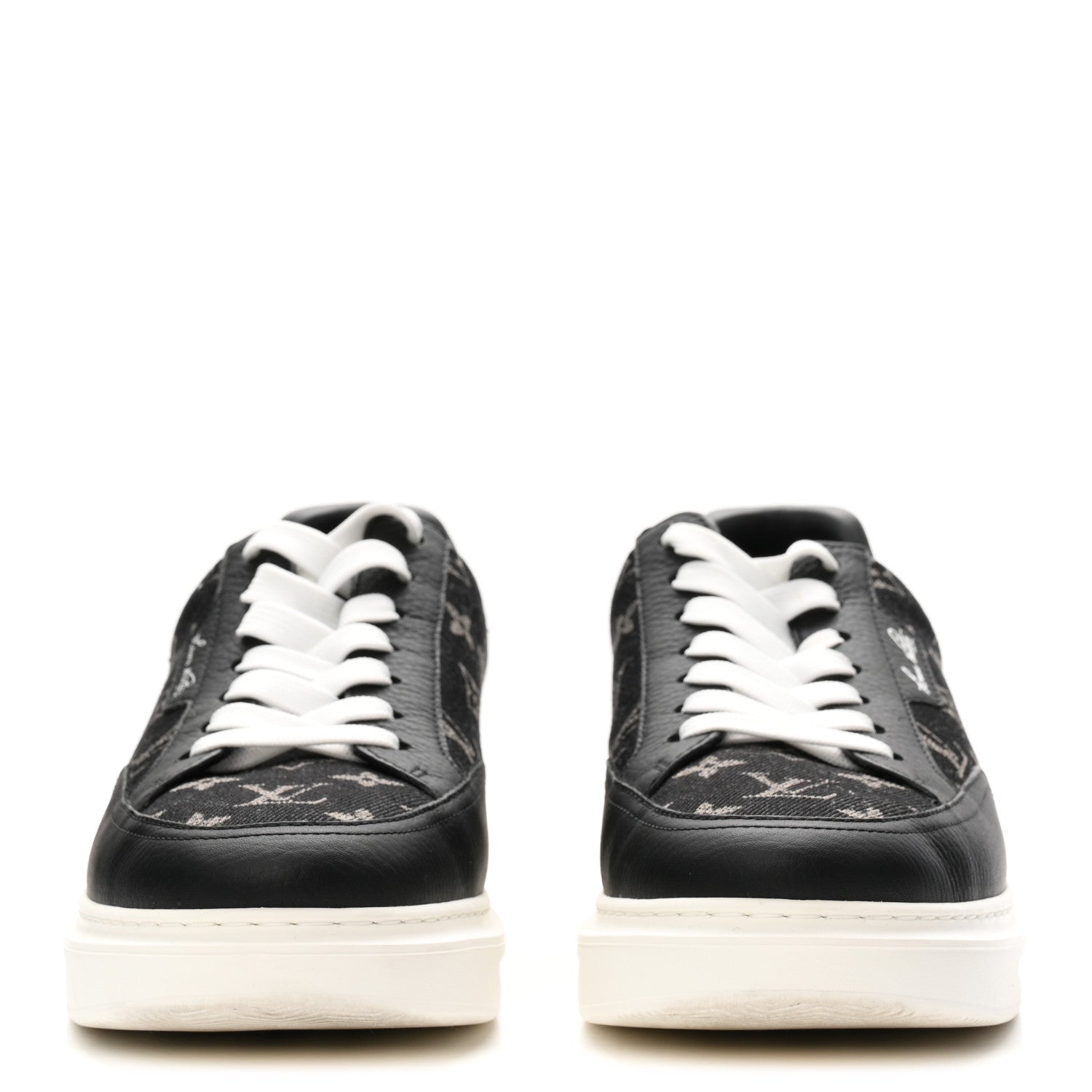 Louis Vuitton Denim Calfskin Mens Beverly Hills Sneakers 8.5 Black 3 of 9