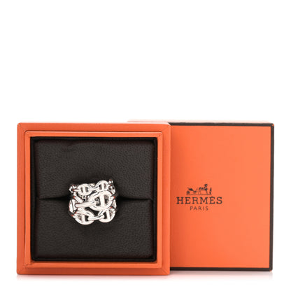 Hermes Sterling Silver GM Chaine d'Ancre Enchainee Band Ring 50 5.25 5 of 5