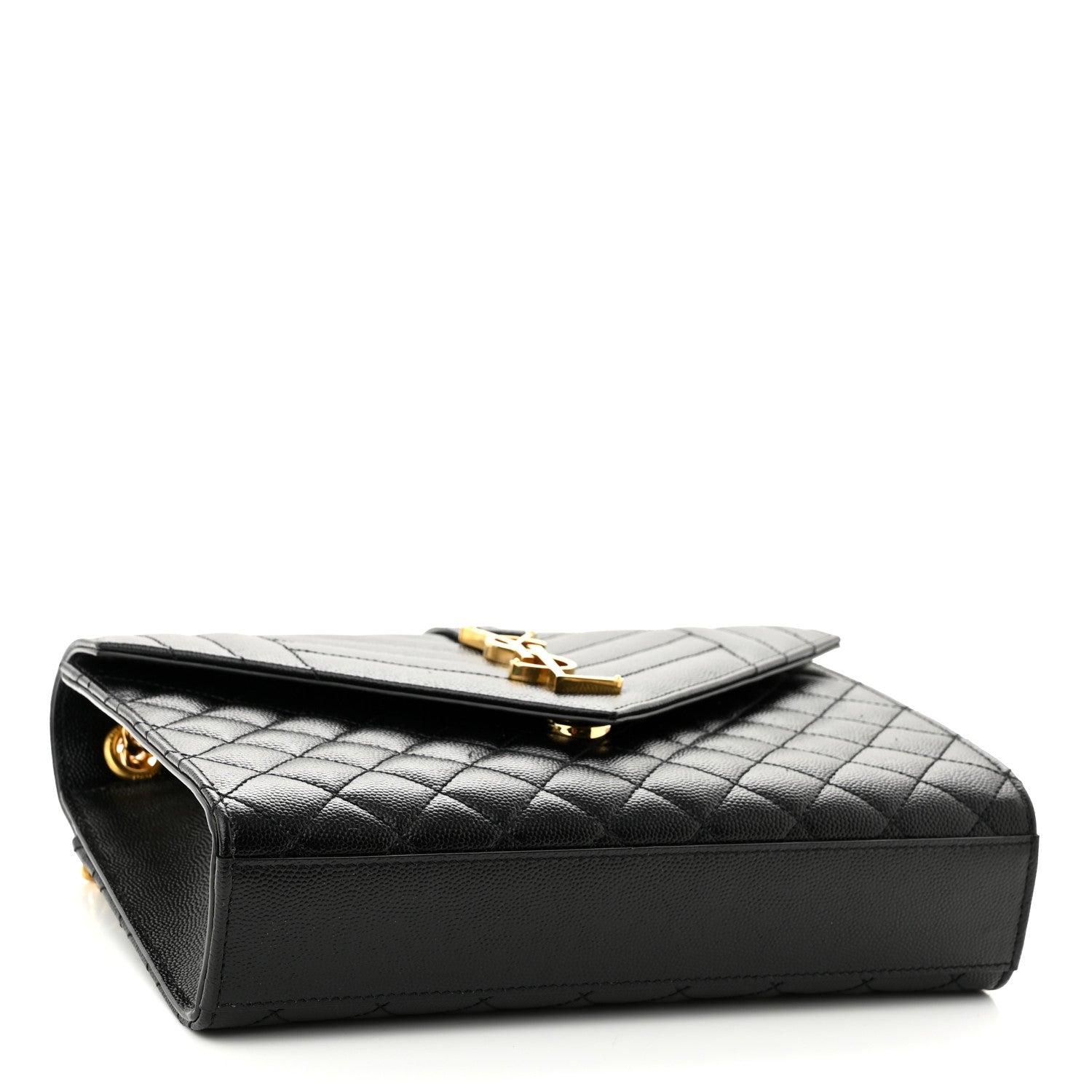 Saint Laurent Grain De Poudre Textured Mixed Matelasse Triquilt Medium Monogram Satchel Black 4 of 11