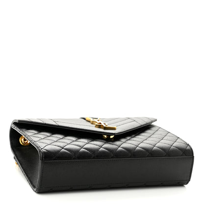 Saint Laurent Grain De Poudre Textured Mixed Matelasse Triquilt Medium Monogram Satchel Black 4 of 11