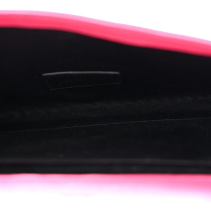 Saint Laurent Grain De Poudre Matelasse Chevron Monogram Envelope Clutch Fuchsia 5 of 11