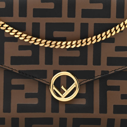 Fendi Vitello Soft F is Fendi Bi-Color FF 1974 Embossed Envelope Wallet On Chain with Pouches Maya Black 9 of 12
