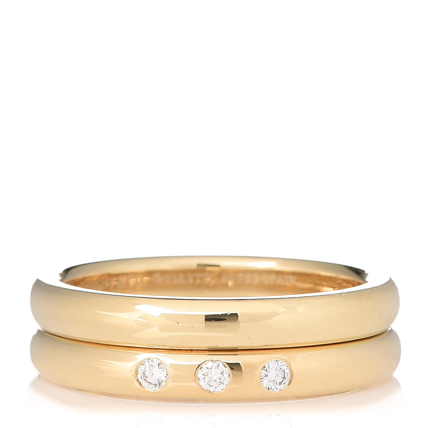 18K Yellow Gold Diamond Stacking Rings Set of Two 53 6.5