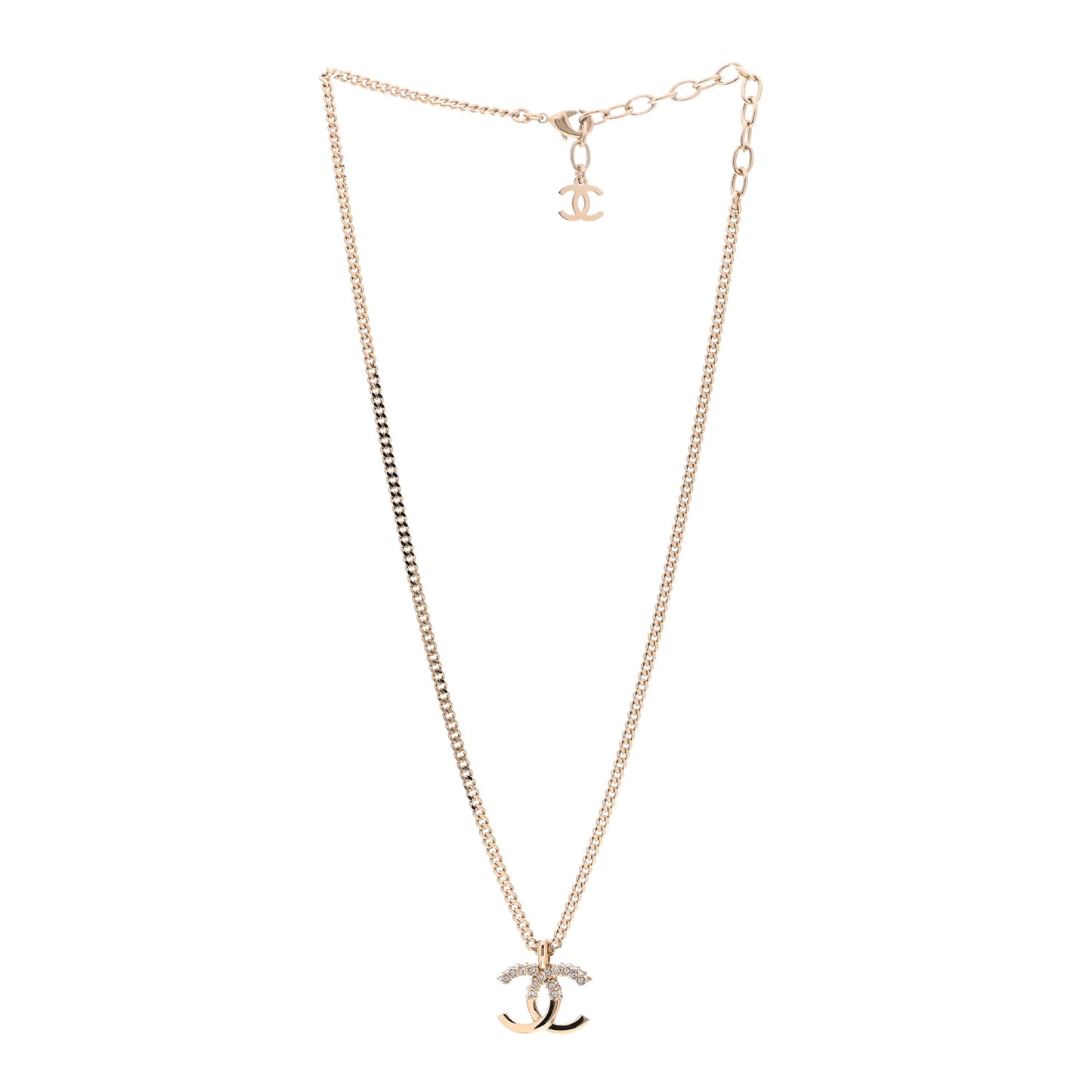 Crystal CC Pendant Necklace Gold