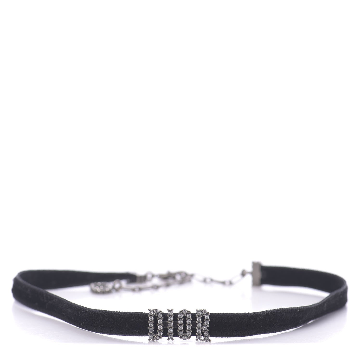 Christian Dior Velvet Crystal DIOR Choker Necklace Black 1 of 6