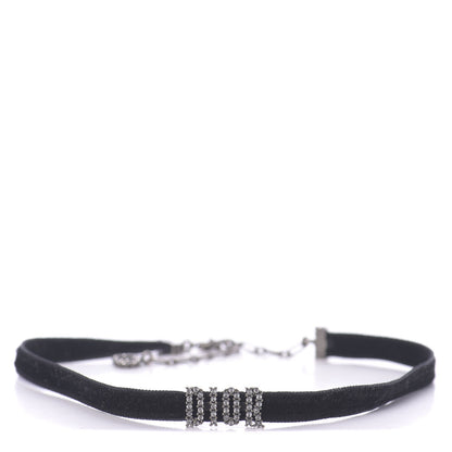 Christian Dior Velvet Crystal DIOR Choker Necklace Black 1 of 6