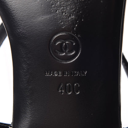 Chanel Patent Calfskin Camellia Thong Sandals 40 Black White 7 of 14