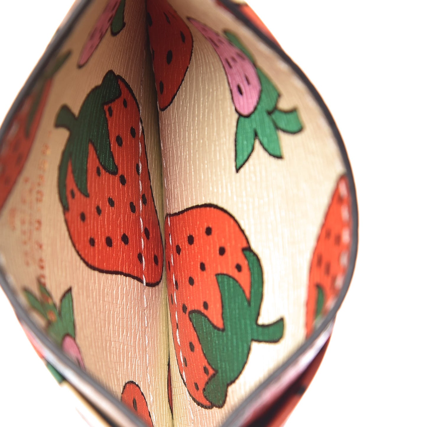 Calfskin Strawberry Print Zumi Case Case Ivory Red