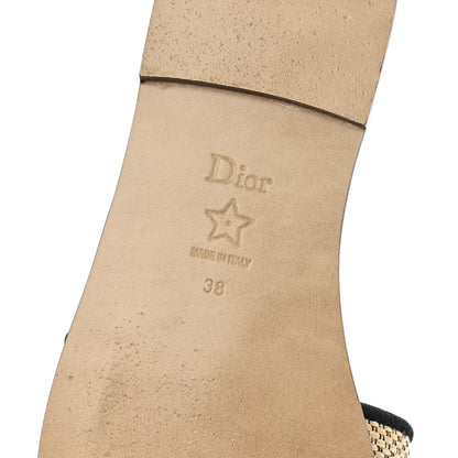 Christian Dior Raffia Embroidered Souvenir Saint Tropez Dway Mules Slide Sandals 38 Natural Multicolor 7 of 9