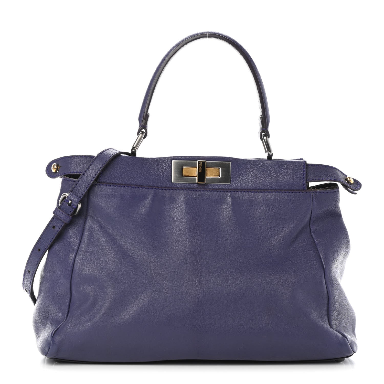 Fendi Goatskin Zucca Medium Peekaboo Iconic Satchel Purple 1 of 12