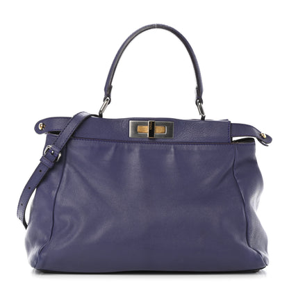 Fendi Goatskin Zucca Medium Peekaboo Iconic Satchel Purple 1 of 12