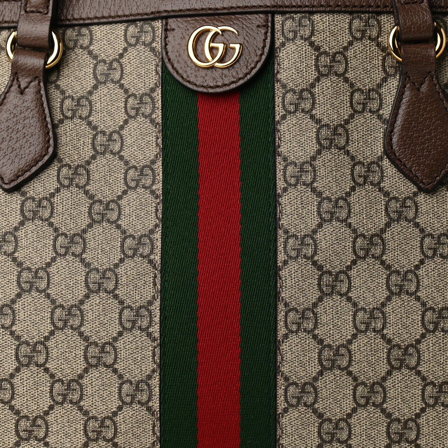 GG Supreme Monogram Medium Ophidia Shopping Tote Brown