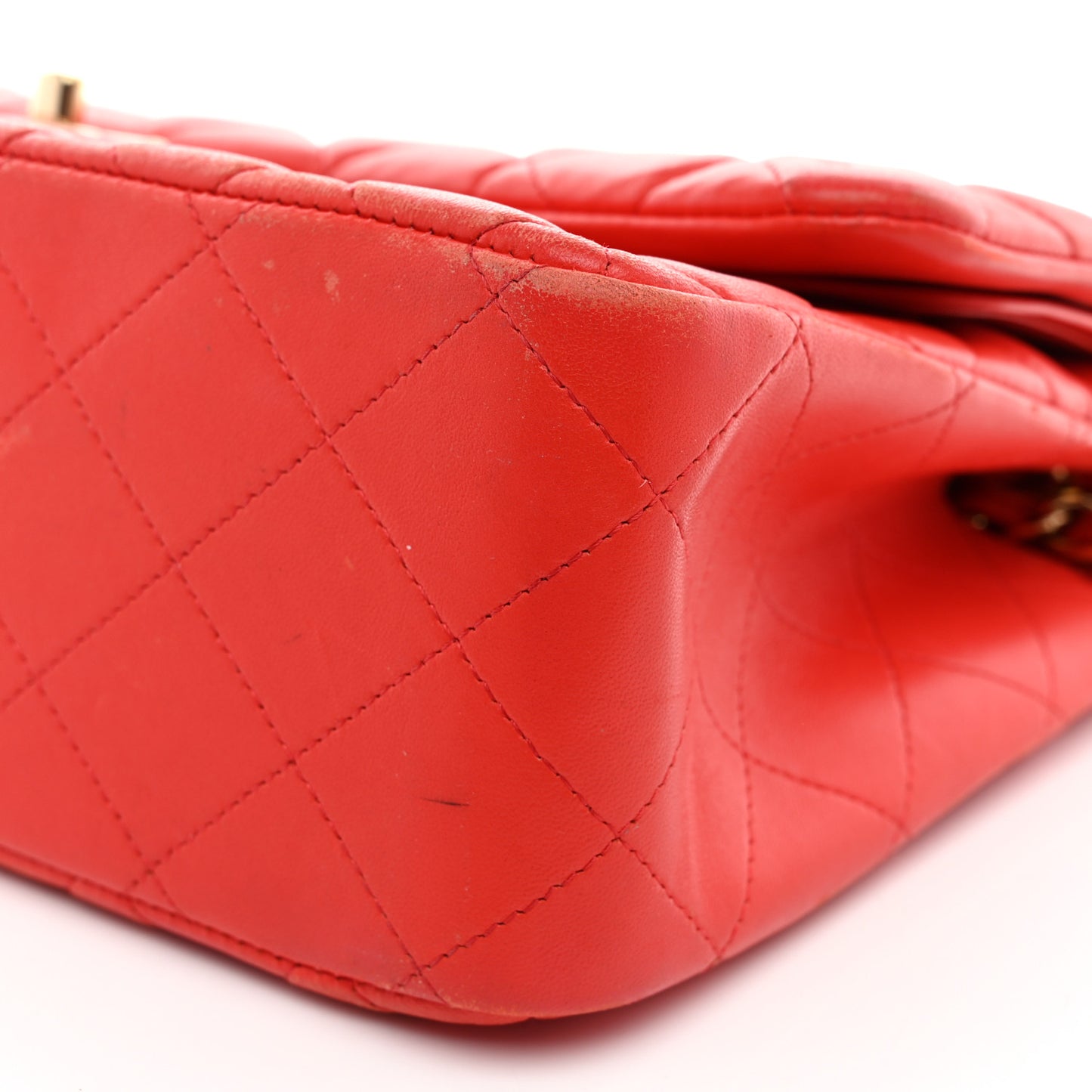 Lambskin Quilted Jumbo Double Flap Red