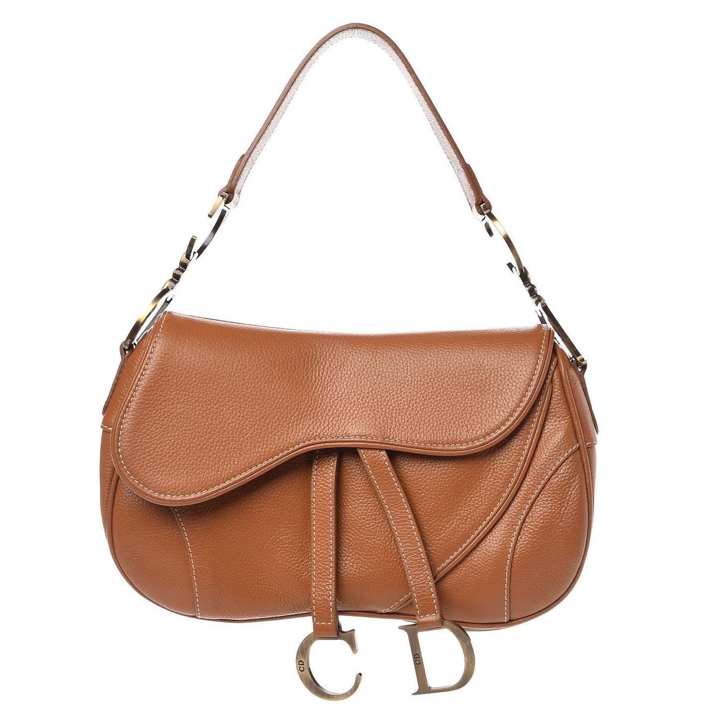 Calfskin Double Saddle Bag Brown
