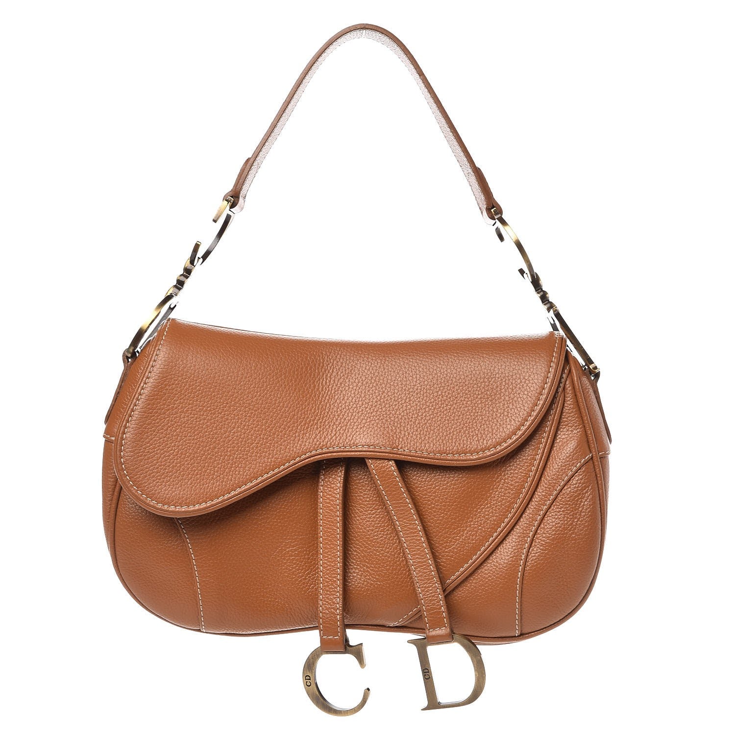 Christian Dior Calfskin Double Saddle Bag Brown 1 of 7