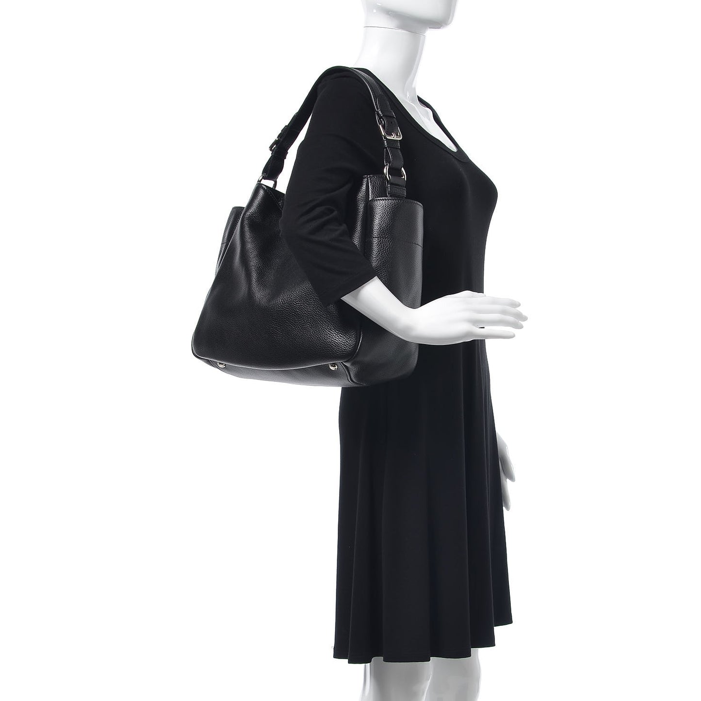 Vitello Daino Side Pocket Hobo Nero Black