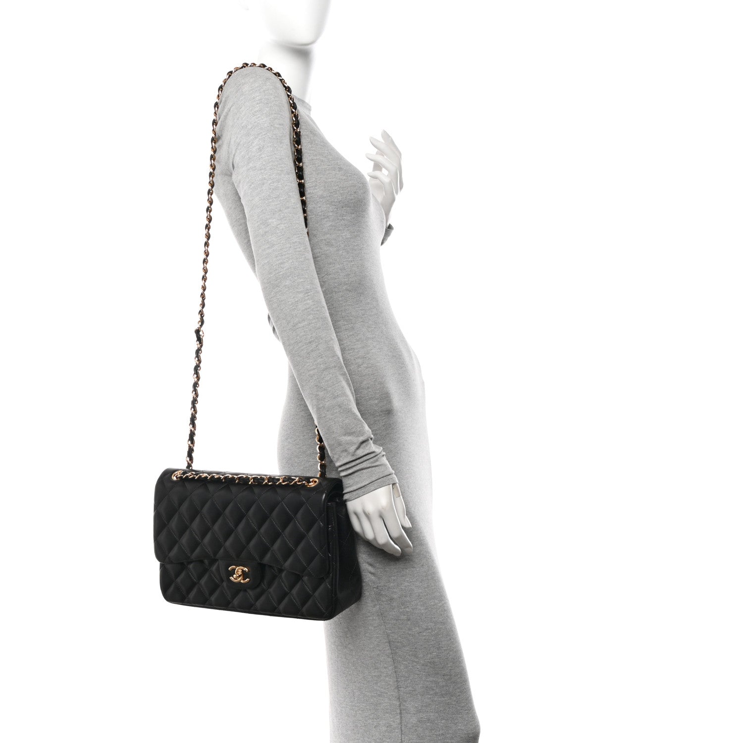 Chanel Lambskin Quilted Jumbo Double Flap Black 2 of 14