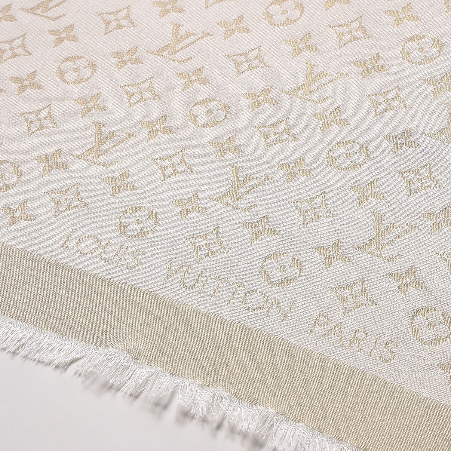 Louis Vuitton Wool Silk Lurex Monogram Shine Shawl White 4 of 6