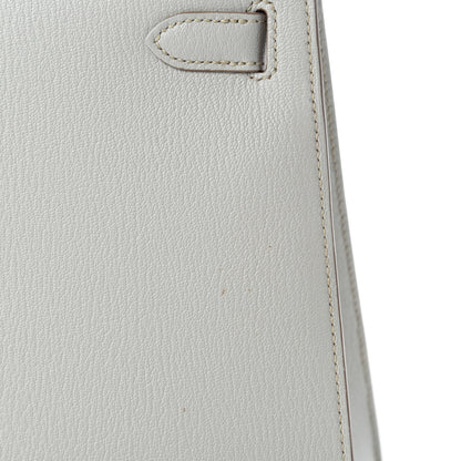 Hermes Chevre Mysore Horseshoe Kelly Sellier 28 Gris Perle Rose Shocking 8 of 16