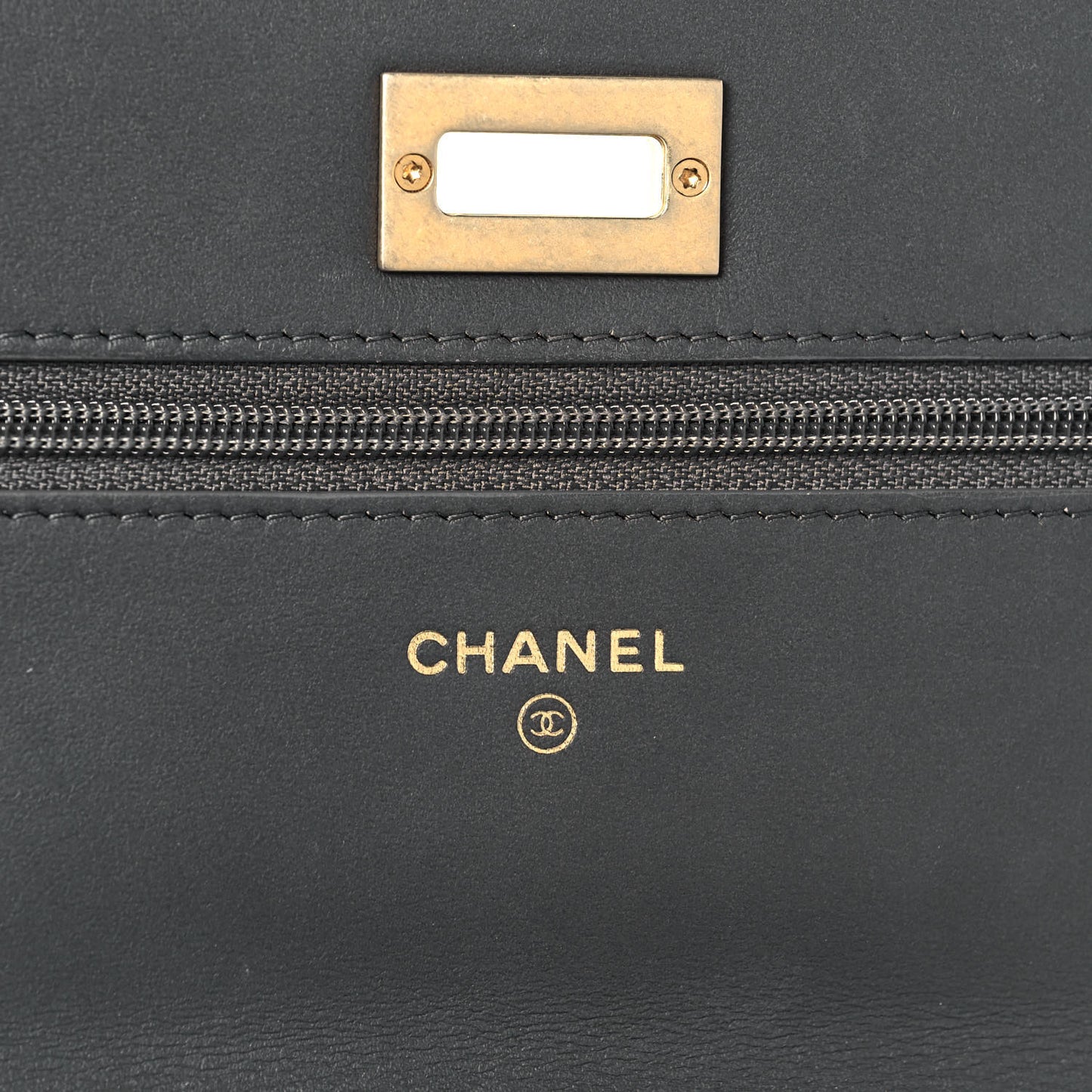 Metallic Calfskin Quilted Reissue Wallet On Chain WOC Charcoal