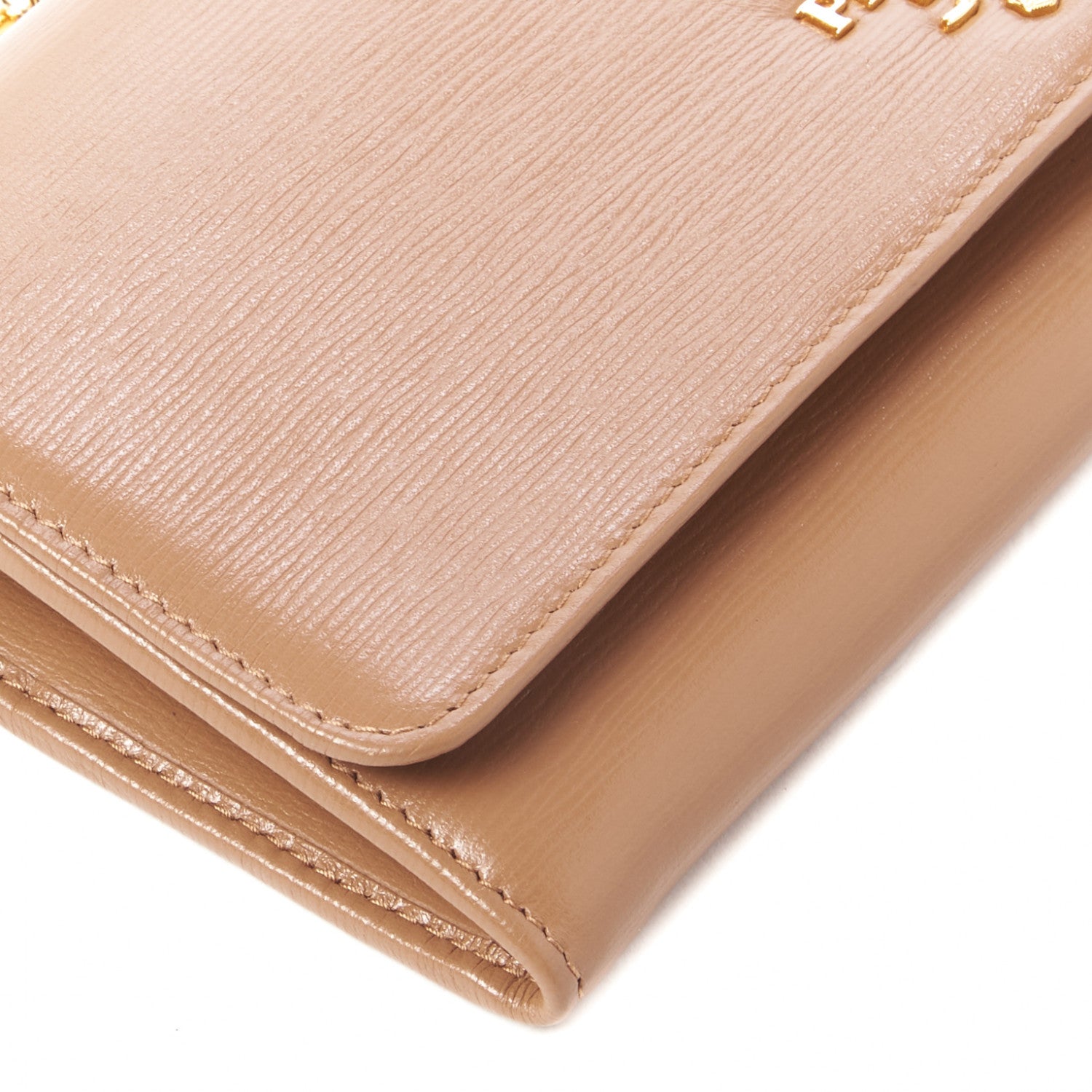 Prada Vitello Move Metal Oro Chain Wallet Naturale 5 of 8