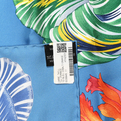 Hermes Silk Tulipomanie Scarf 90 Bleu Cobalt Orange 3 of 6