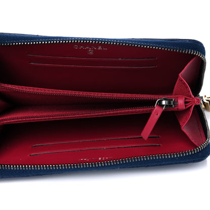 Chanel Aged Calfskin Quilted Small Gabrielle Zip Around Wallet Blue 4 of 5