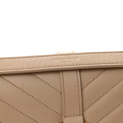 Saint Laurent Grain De Poudre Textured Mixed Matelasse Medium Triquilt Monogram Satchel Dark Beige 13 of 14