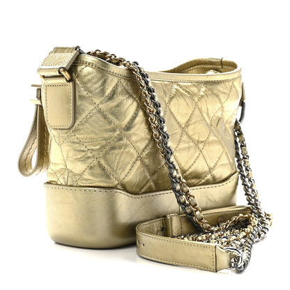 Chanel Metallic Aged Calfskin Quilted Small Gabrielle Hobo Gold 3 of 11