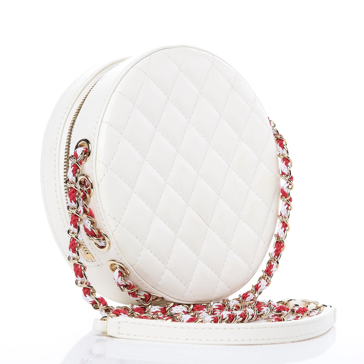 Lambskin Coco Lifesaver Round Bag Red White