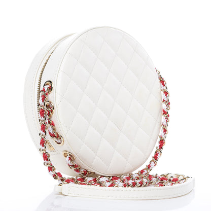 Chanel Lambskin Coco Lifesaver Round Bag Red White 3 of 8