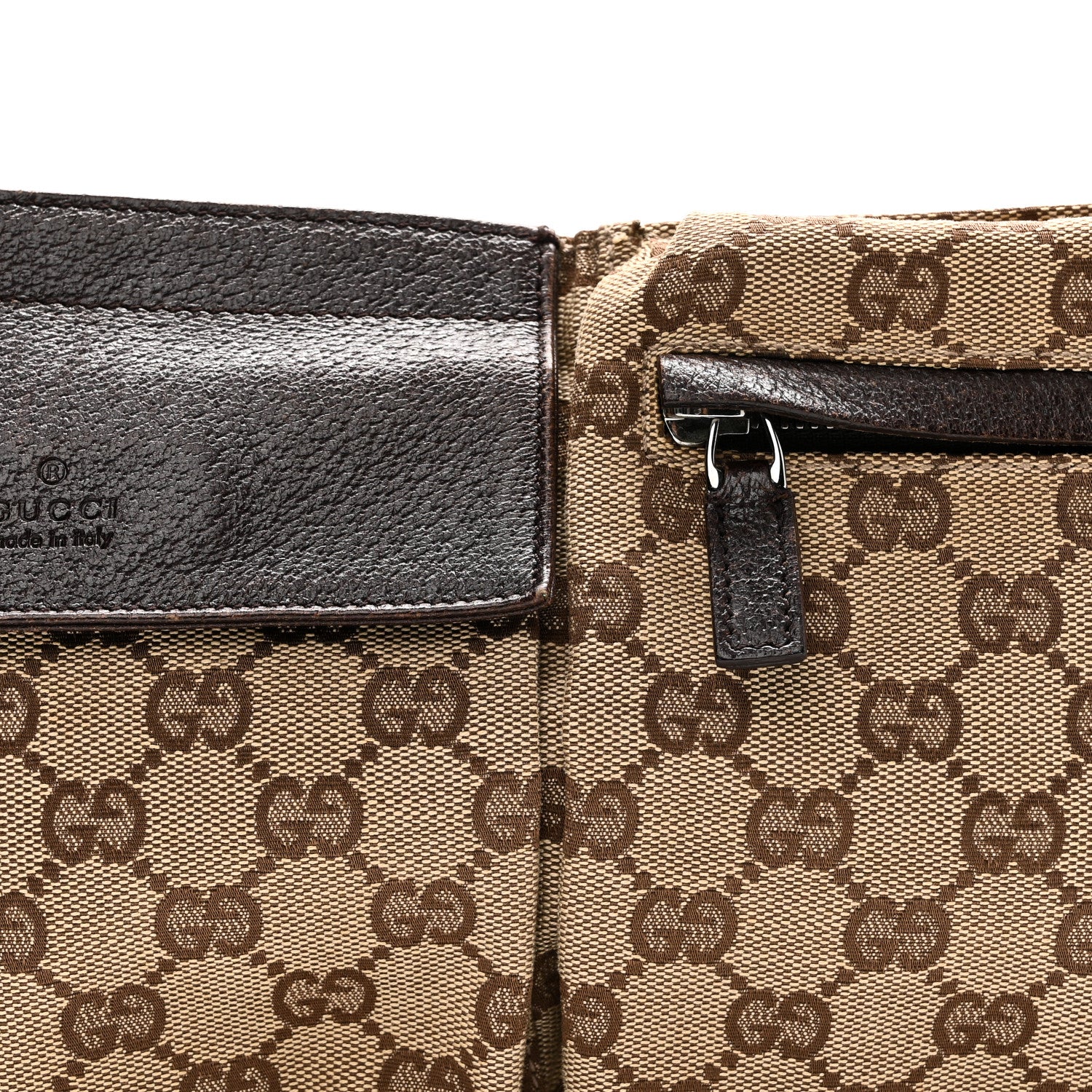Gucci GG Monogram Double Pocket Belt Bag Dark Brown 7 of 9
